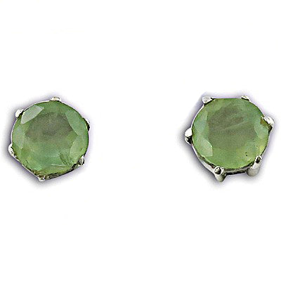 Green Gemstone Stud Earrings | 925 Silver | For Women