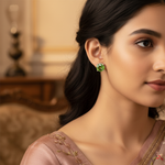 Load image into Gallery viewer, Silver Peridot Stud Earrings for Women | Green Gemstone Jewelry
