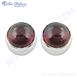 Load image into Gallery viewer, Sterling silver stud earrings with round, deep red garnet gemstones for women

