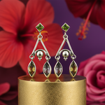 Load image into Gallery viewer, 925 Silver Peridot &amp; Amethyst Drop Earrings | Women's Jewelry
