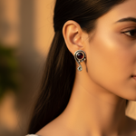 Load image into Gallery viewer, 925 Silver Garnet Stud Earrings for Women | Dainty Jewelry
