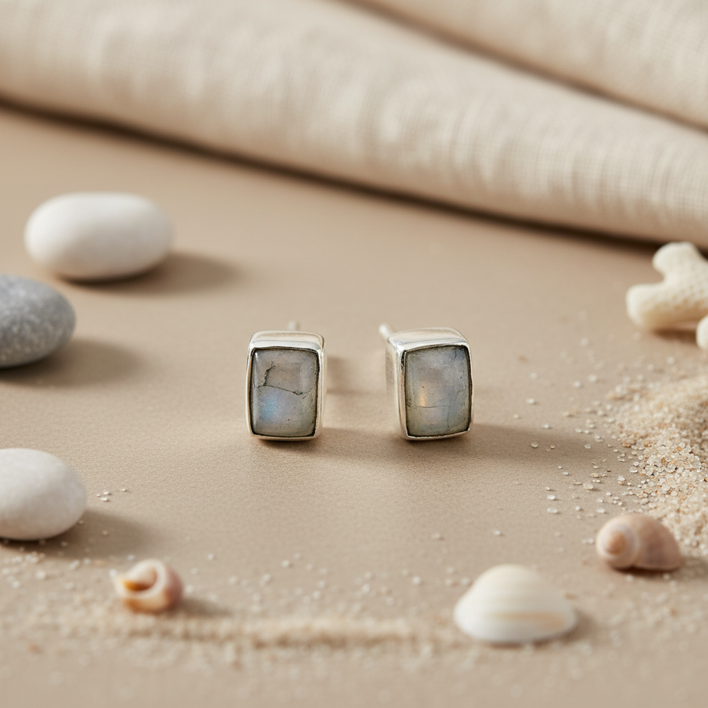 925 Silver Moonstone Stud Earrings for Women | Gift Jewelry