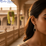 将图像加载到图库查看器中， 925纯银黑色宝石水滴耳环，女士款 | 礼品首饰
