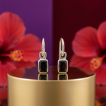 将图像加载到图库查看器中， 925纯银黑色宝石水滴耳环，女士款 | 礼品首饰
