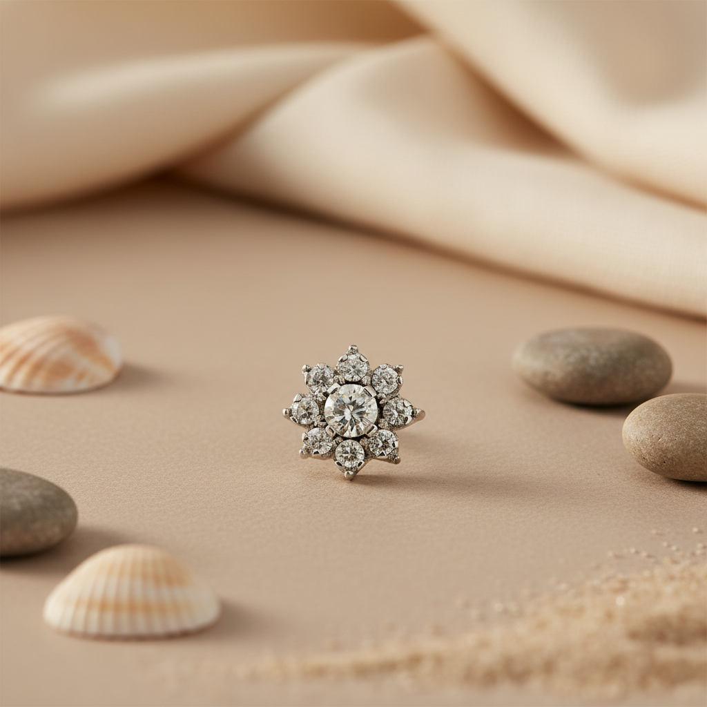 Flower Stud Earrings | Cubic Zirconia | For Women | Gift