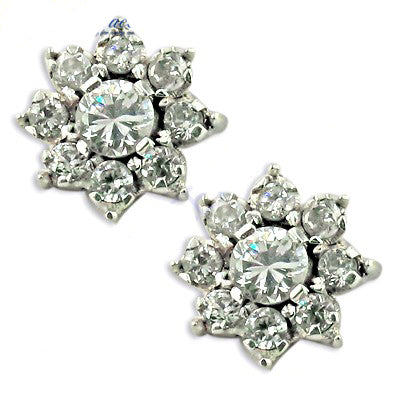 Flower stud earrings | cubic zirconia | for women | gift