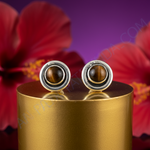 Load image into Gallery viewer, 925 Silver Tiger Eye Stud Earrings | Gemstone Jewelry for Women
