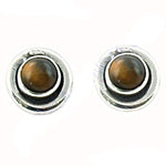 将图像加载到图库查看器中， 925 Silver Tiger Eye Stud Earrings | Gemstone Jewelry for Women
