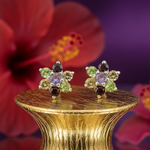 Load image into Gallery viewer, Gemstone Flower Stud Earrings | 925 Silver | Women&#39;s Jewelry
