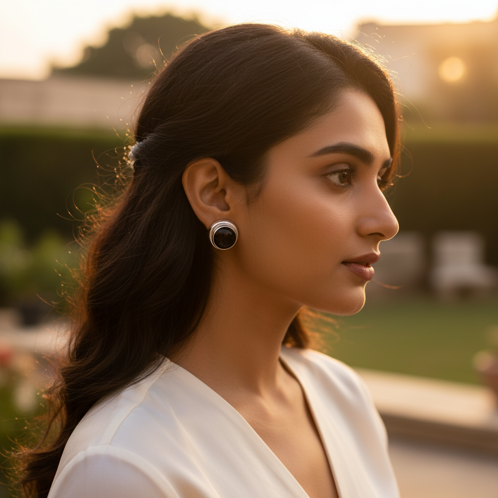 925 Silver Black Pearl Stud Earrings | For Women | Gift