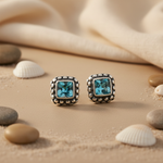 Load image into Gallery viewer, 925 Silver Blue Topaz Stud Earrings for Women | Daily Wear Gift
