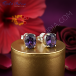 Load image into Gallery viewer, 925 Silver Purple Gemstone Stud Earrings for Women

