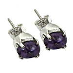 将图像加载到图库查看器中， 925 Silver Purple Gemstone Stud Earrings for Women
