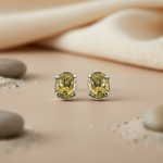 Load image into Gallery viewer, Yellow Citrine Stud Earrings in Sterling Silver | For Women
