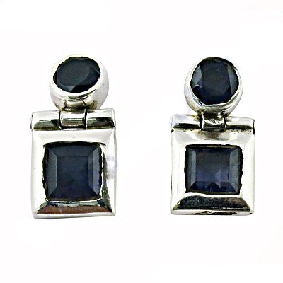 Silver sapphire drop earrings for women | statement jewelry