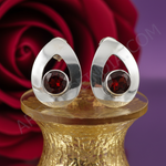 Load image into Gallery viewer, 925 Silver Garnet Stud Earrings for Women | Gemstone Jewelry
