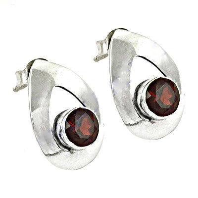 925 Silver Garnet Stud Earrings for Women | Gemstone Jewelry