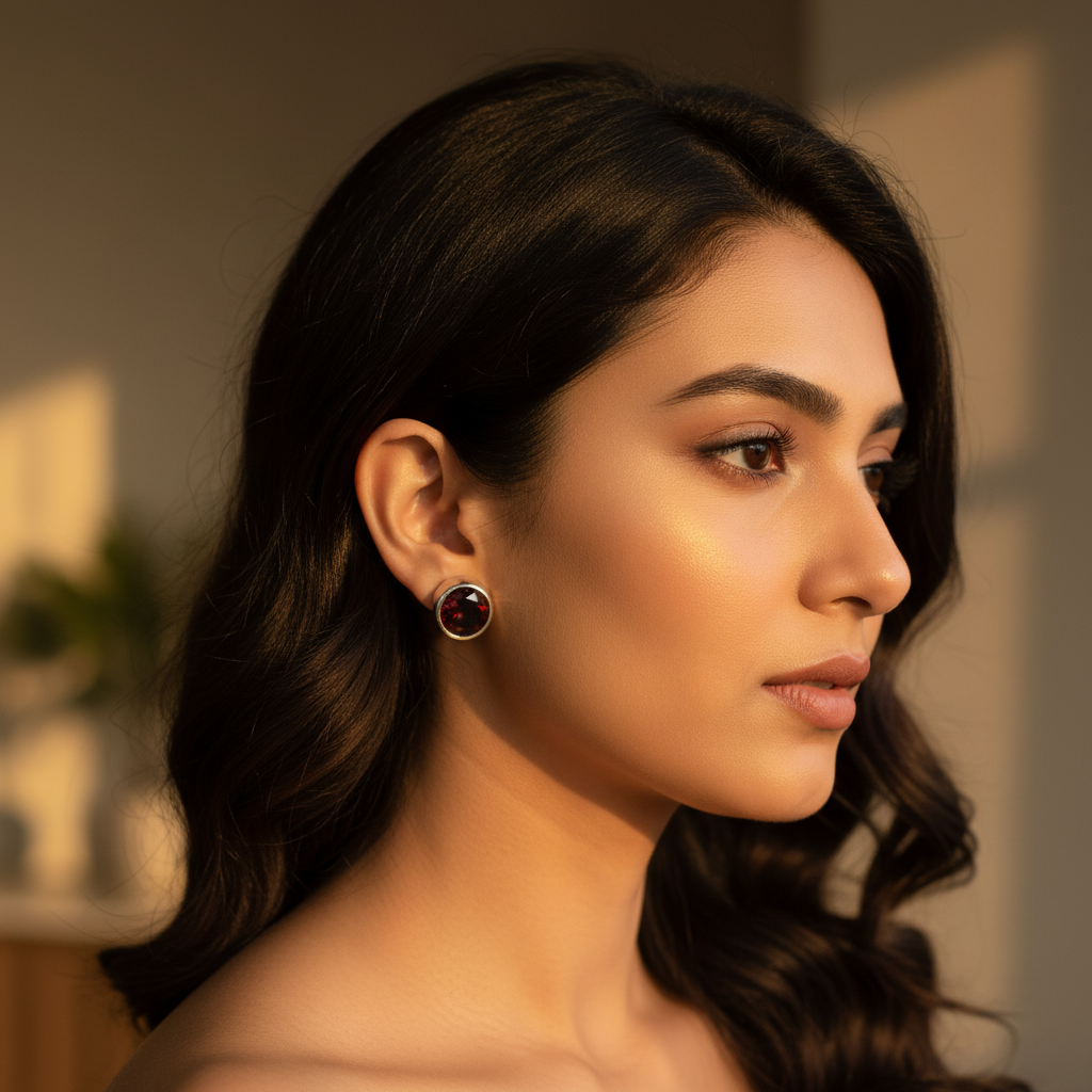 Pendientes de plata 925 con granate para mujer | Joyería con piedras preciosas