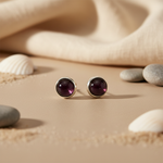 将图像加载到图库查看器中， Silver Stud Earrings with Black Gemstone | Women's Jewelry Gift
