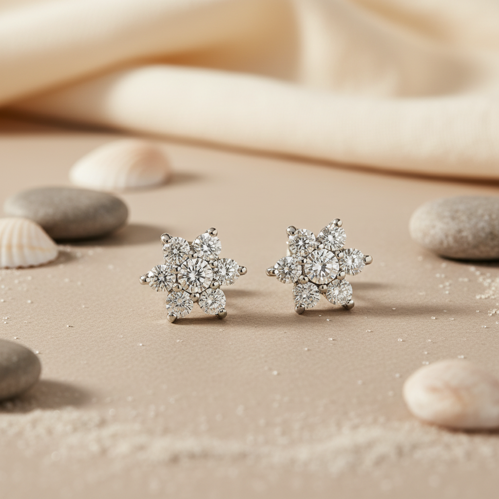 Diamond Flower Stud Earrings | Women's Fine Jewelry Gift