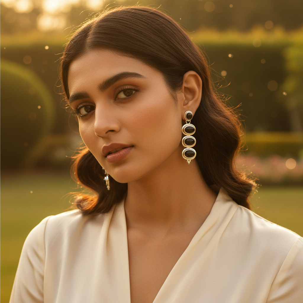 925 Silver Black Onyx Drop Earrings for Women | Gemstone Jewelry