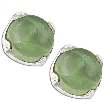 Silver Stud Earrings with Green Gemstone | Women's Jewelry