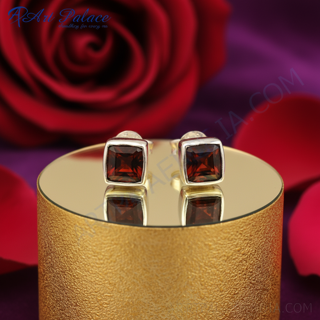 Pendientes de plata 925 con granate para mujer | Joyería con piedras preciosas