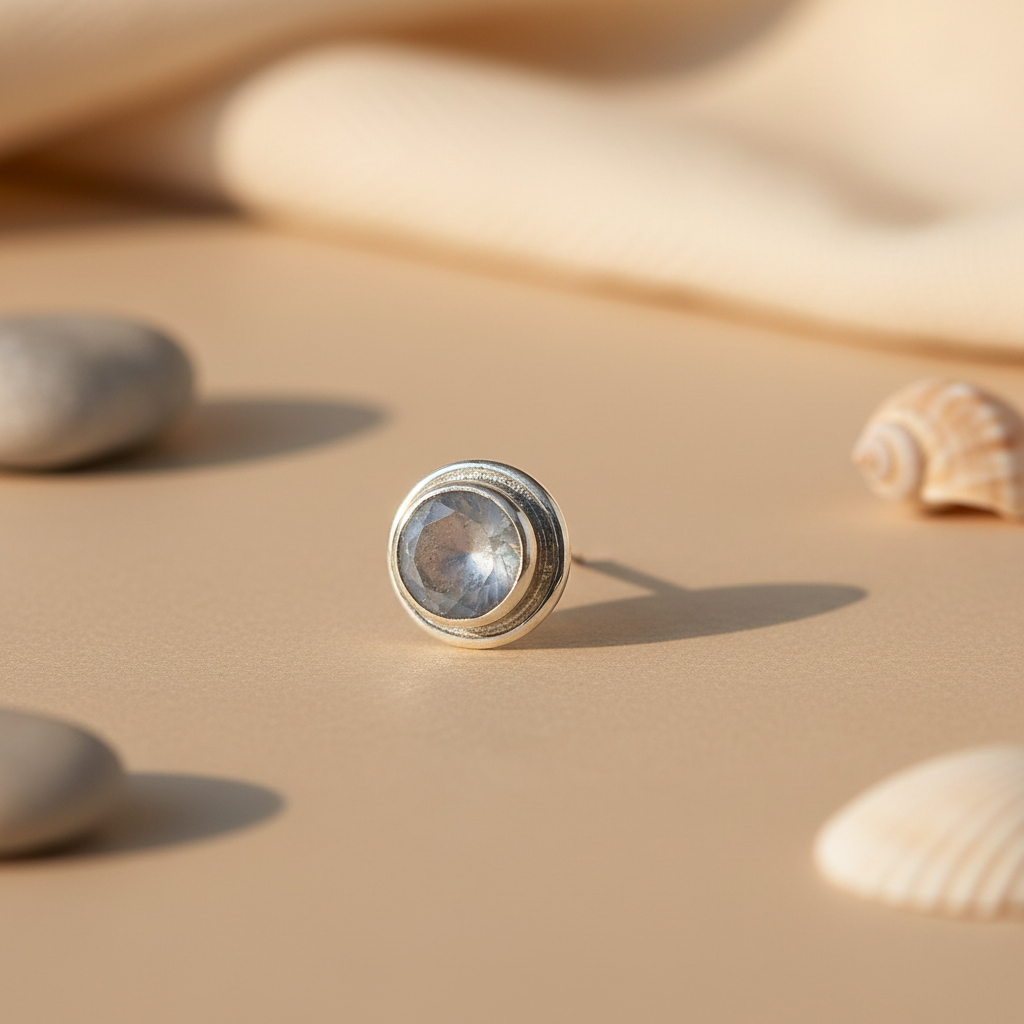 925 Silver Moonstone Stud Earrings for Women | Daily Wear