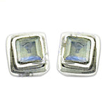 Load image into Gallery viewer, Silver Square Stud Earrings | Gemstone for Women | Daily Wear
