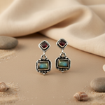 Load image into Gallery viewer, 925 Silver Labradorite &amp; Garnet Dangle Earrings for Women
