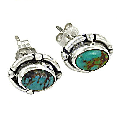 925 Silver Turquoise Stud Earrings for Women | Daily Wear
