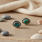 Load image into Gallery viewer, 925 Silver Turquoise Stud Earrings for Women | Daily Wear
