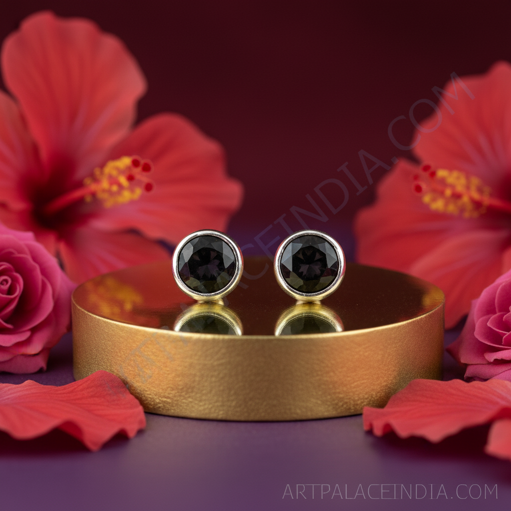 925 Silver Black Onyx Stud Earrings for Women | Daily Wear