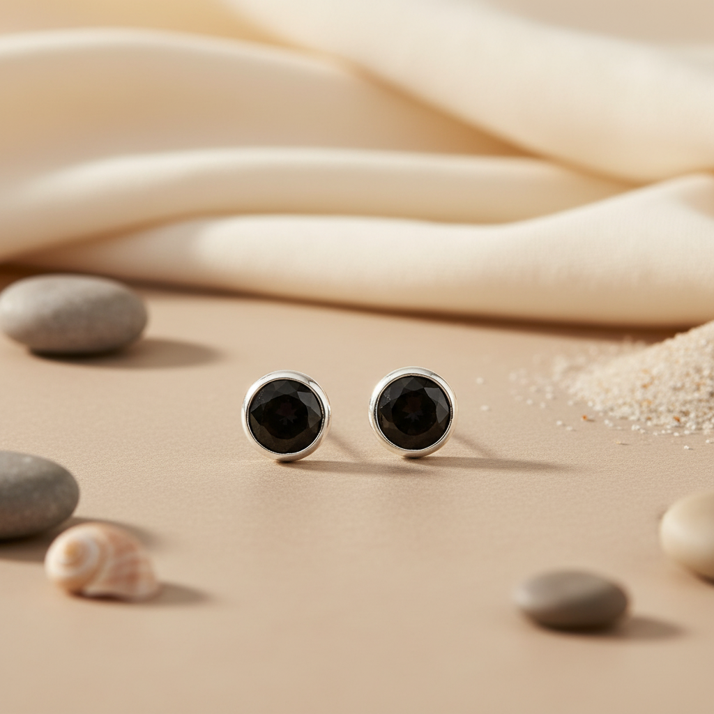 925 Silver Black Onyx Stud Earrings for Women | Daily Wear