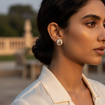 将图像加载到图库查看器中， Silver Stud Earrings with Champagne CZ | Women's Jewelry Gift
