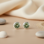 将图像加载到图库查看器中， 925 Silver Green Gemstone Stud Earrings | Women's Jewelry
