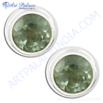 Load image into Gallery viewer, 925 silver stud earrings featuring round green gemstones set in a polished silver bezel
