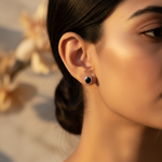 将图像加载到图库查看器中， 925 Sterling Silver Stud Earrings with Black Gemstones
