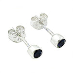将图像加载到图库查看器中， 925 Sterling Silver Stud Earrings with Black Gemstones
