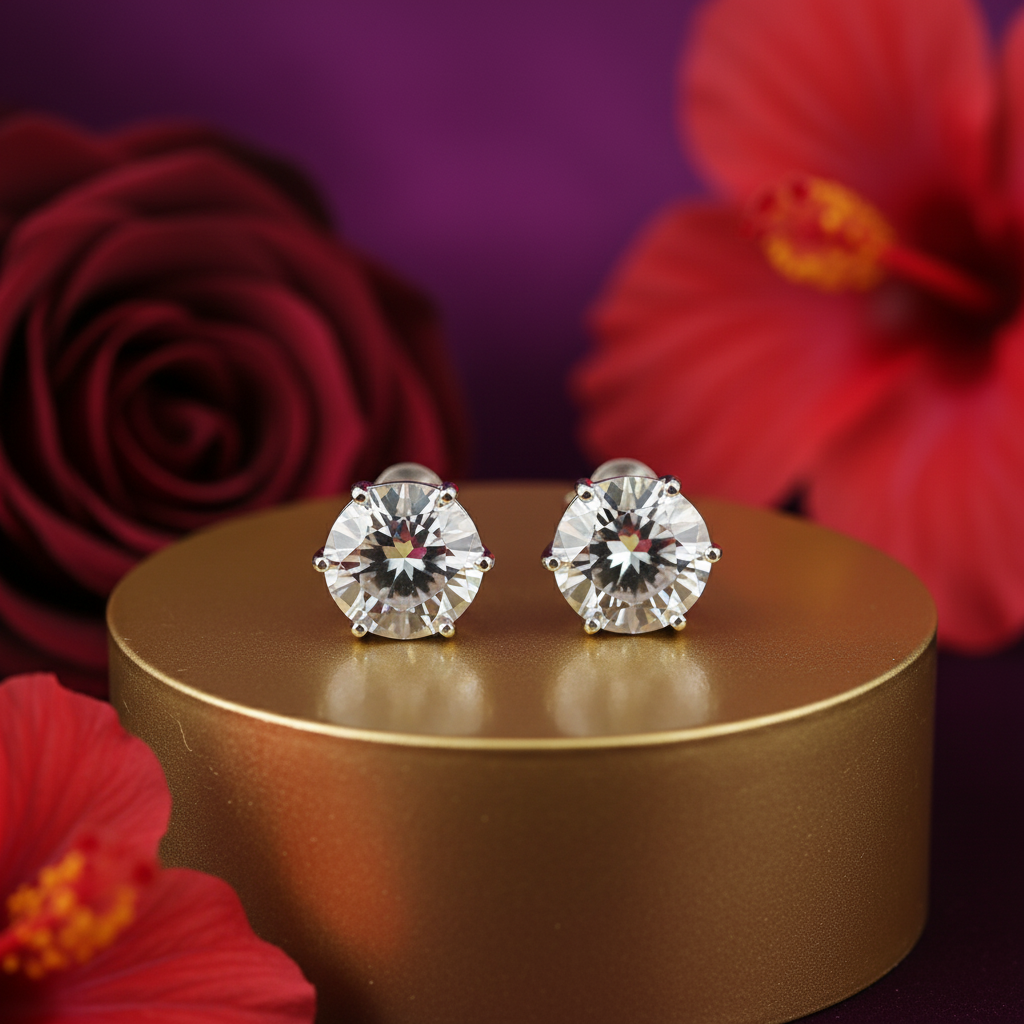 925 Silver Cubic Zirconia Stud Earrings for Women | Gift