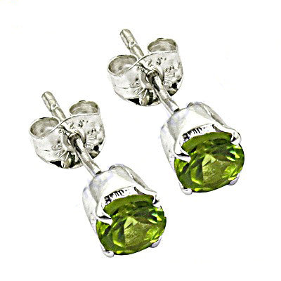 925 Silver Peridot Stud Earrings for Women | Green Gemstone