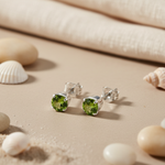 Load image into Gallery viewer, 925 Silver Peridot Stud Earrings for Women | Green Gemstone
