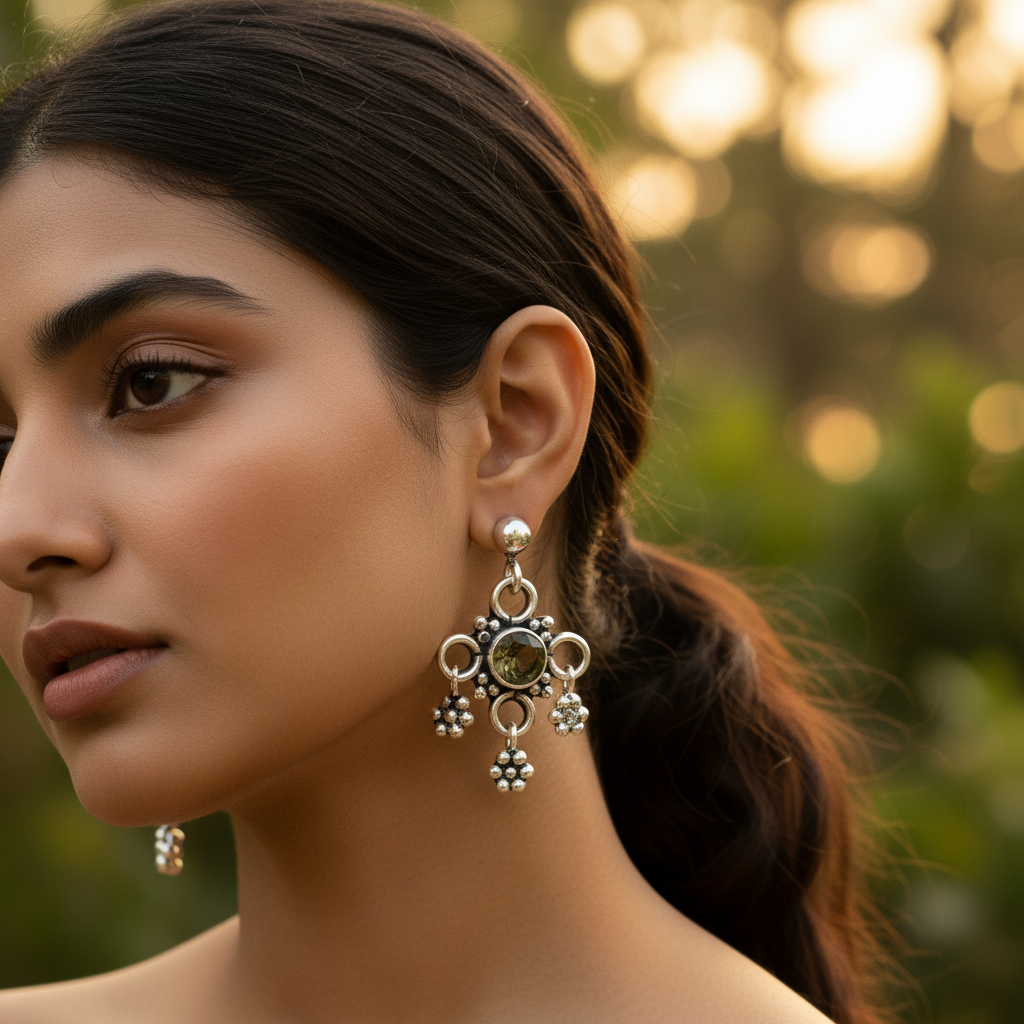 925 Silver Smoky Quartz Dangle Earrings for Women | Gift
