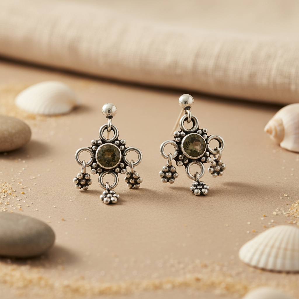 925 Silver Smoky Quartz Dangle Earrings for Women | Gift