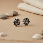 Load image into Gallery viewer, 925 Silver Amethyst Stud Earrings for Women | Gemstone Jewelry
