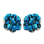 将图像加载到图库查看器中， Turquoise Stone Cluster Earrings | Silver Statement Earrings
