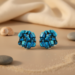 将图像加载到图库查看器中， Turquoise Stone Cluster Earrings | Silver Statement Earrings

