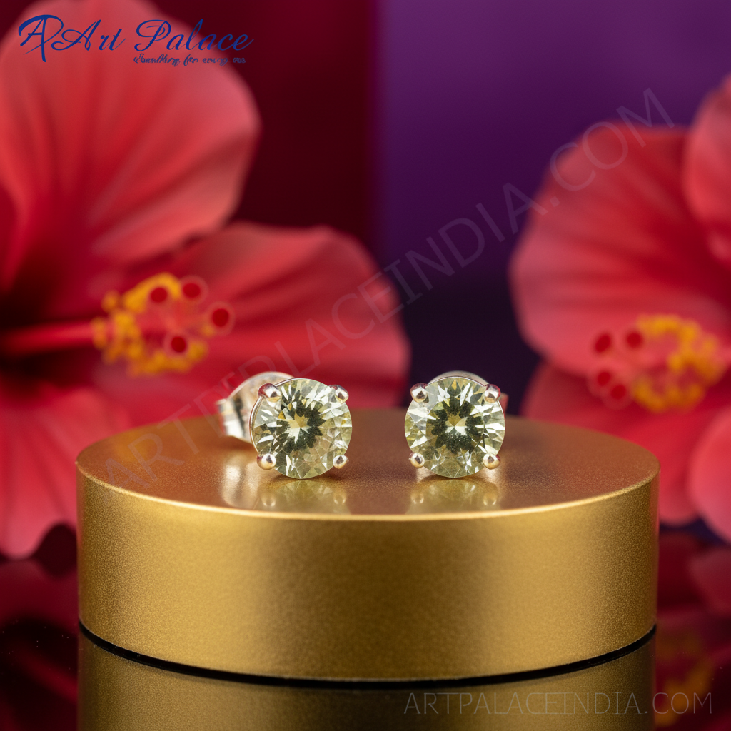 925 silver faceted crystal stud earrings for women | gift