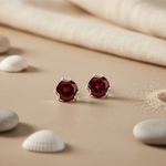 将图像加载到图库查看器中， Silver Garnet Stud Earrings for Women | Daily Wear Jewelry
