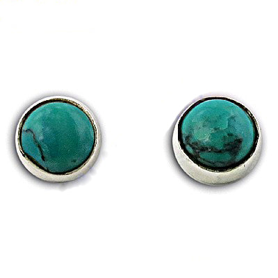 Turquoise stud earrings in sterling silver | for women